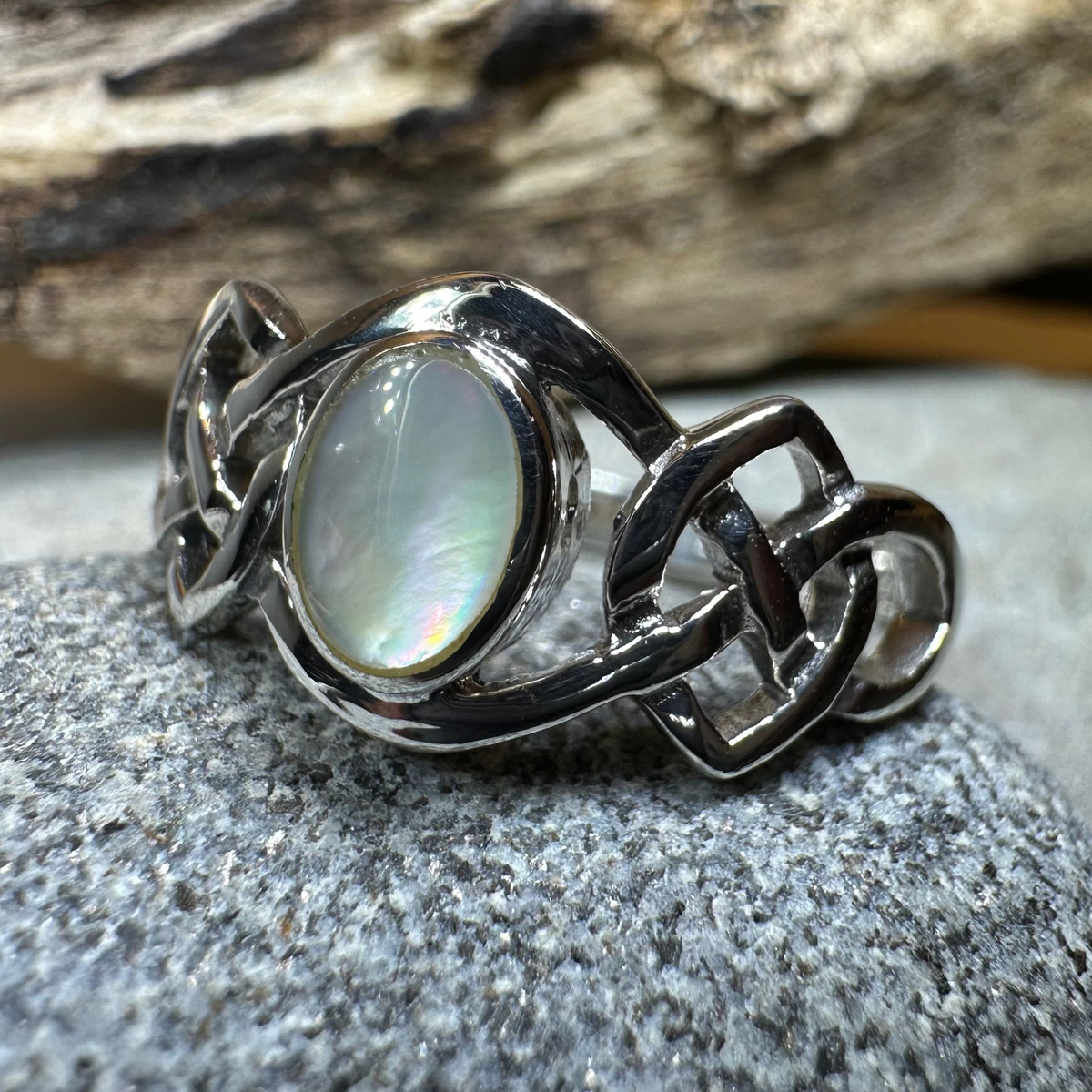 Mina Celtic Knot Ring with Mother of Pearl | Ring | Wiccan Center