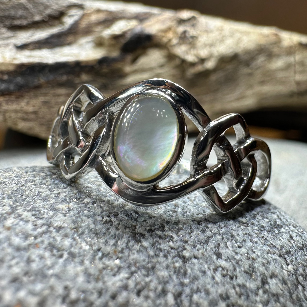 Mina Celtic Knot Ring with Mother of Pearl | Ring | Wiccan Center