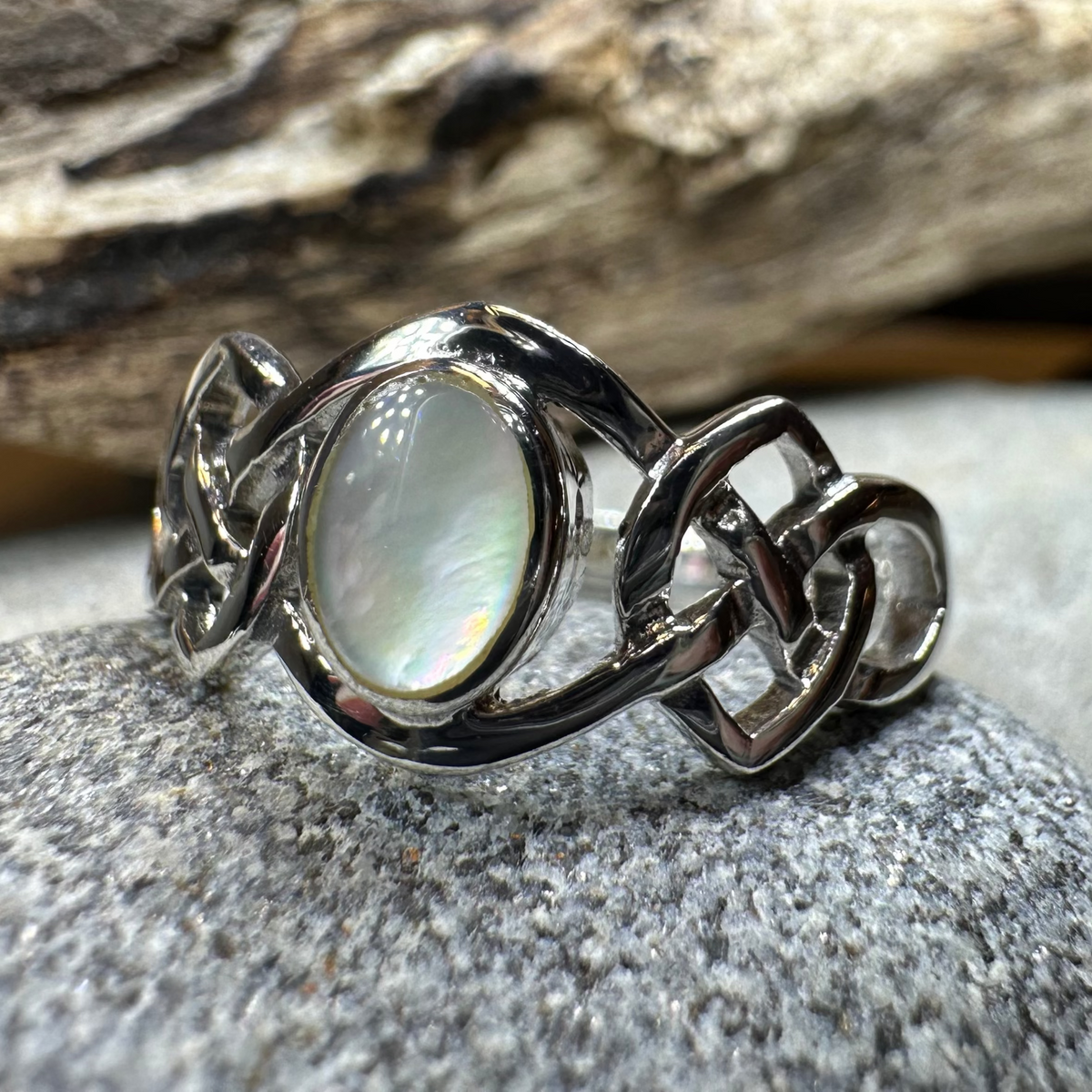 Mina Celtic Knot Ring with Mother of Pearl | Ring | Wiccan Center