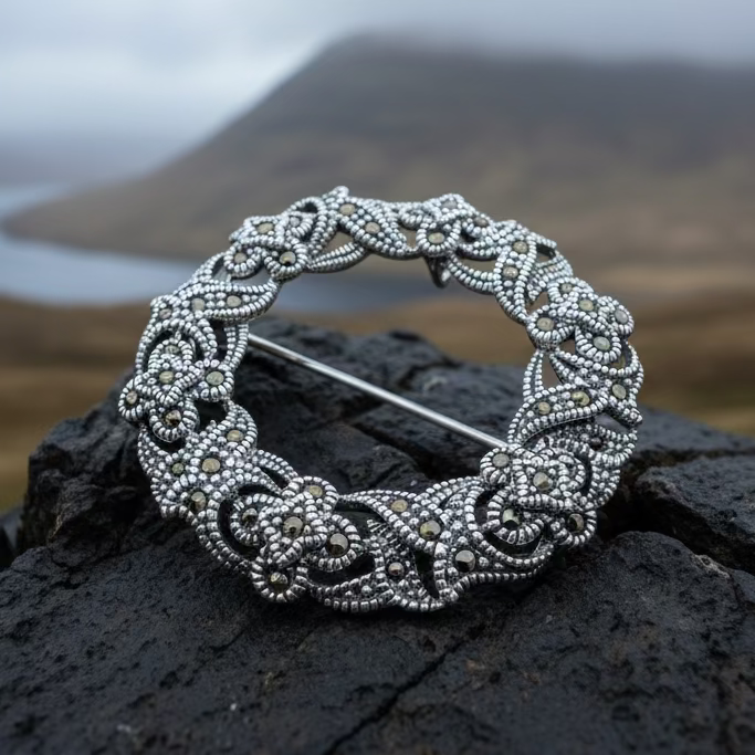 Loch Marcasite Celtic Knot Brooch in Sterling Silver | Brooch | Wiccan Center