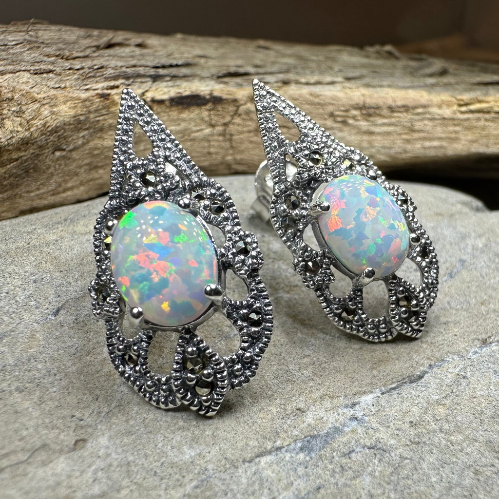 Love Knot Opal Earrings | Post Earrings | Wiccan Center