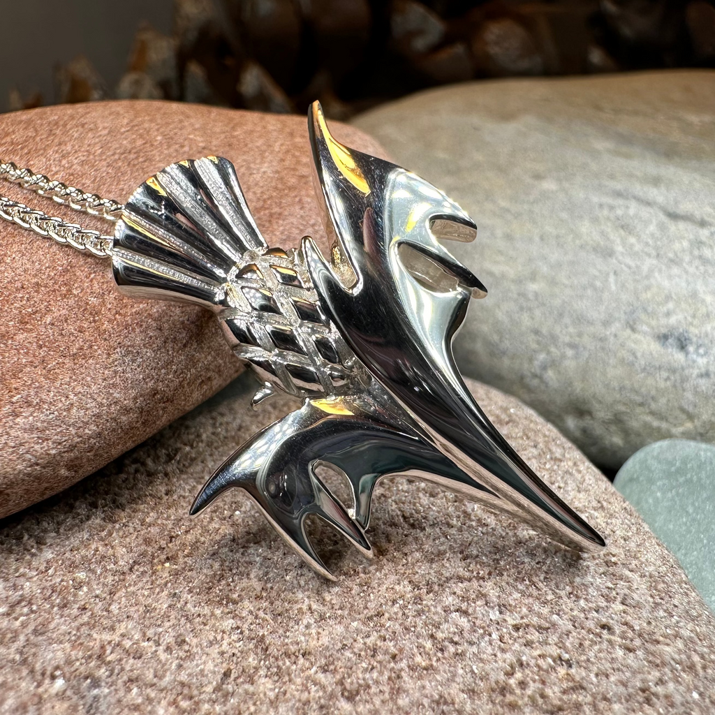 Vyolet Scottish Thistle Necklace in Sterling Silver | Pendant | Wiccan Center