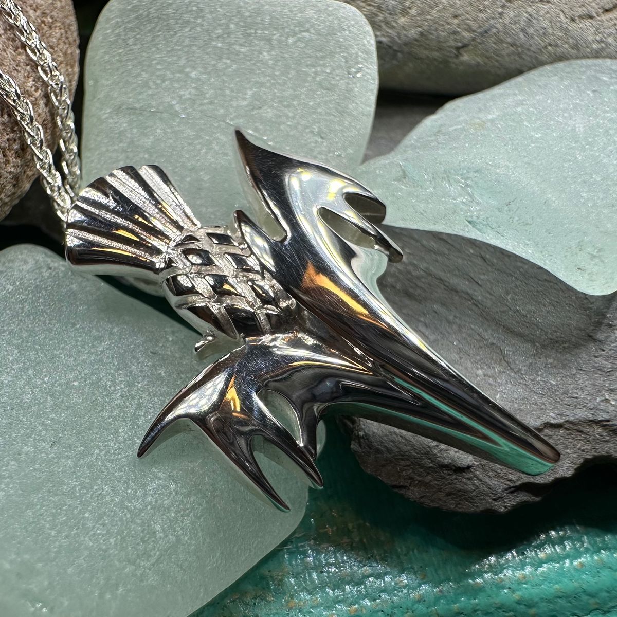Vyolet Scottish Thistle Necklace in Sterling Silver | Pendant | Wiccan Center