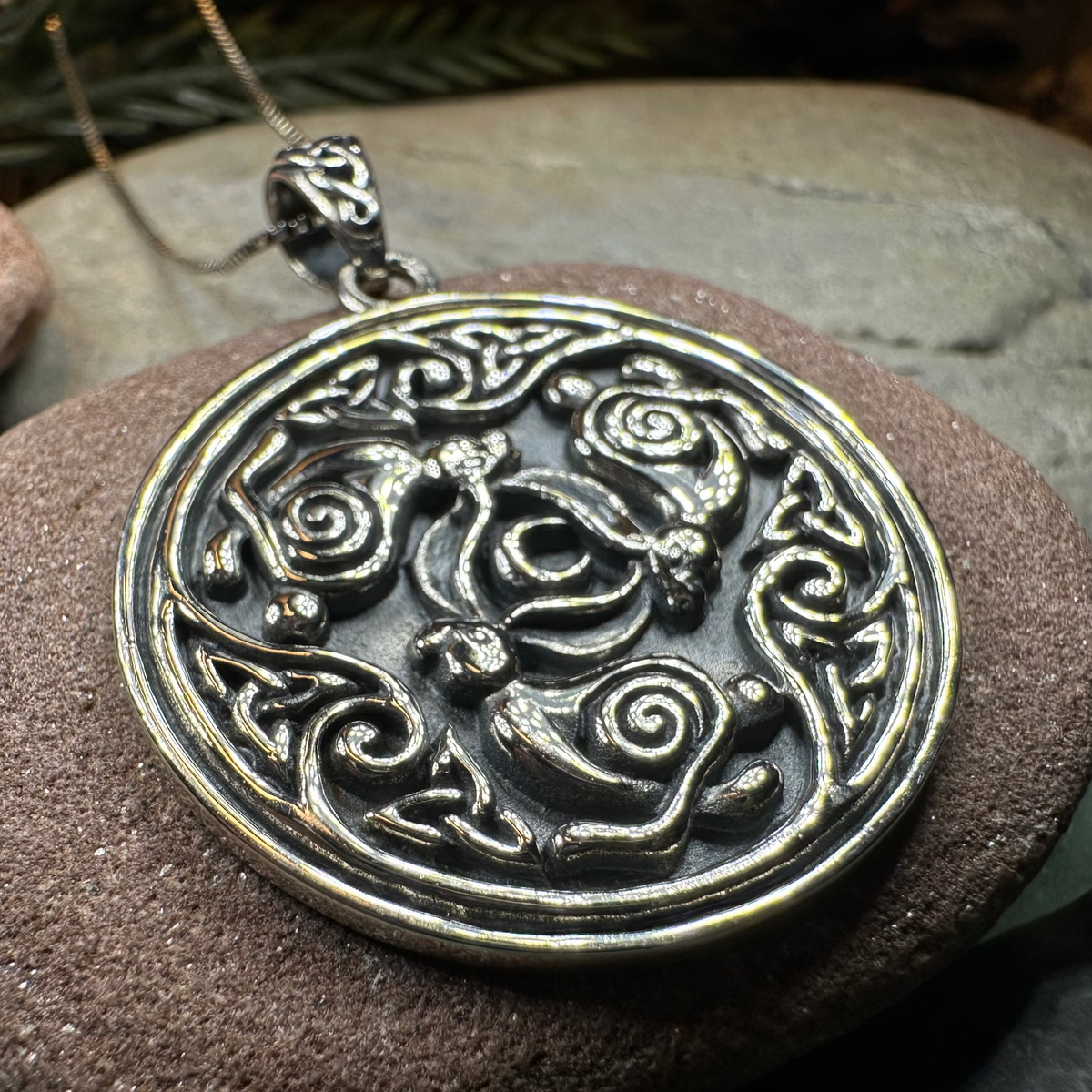 Tinner's Triple Rabbit Necklace in Sterling Silver | Pendant | Wiccan Center