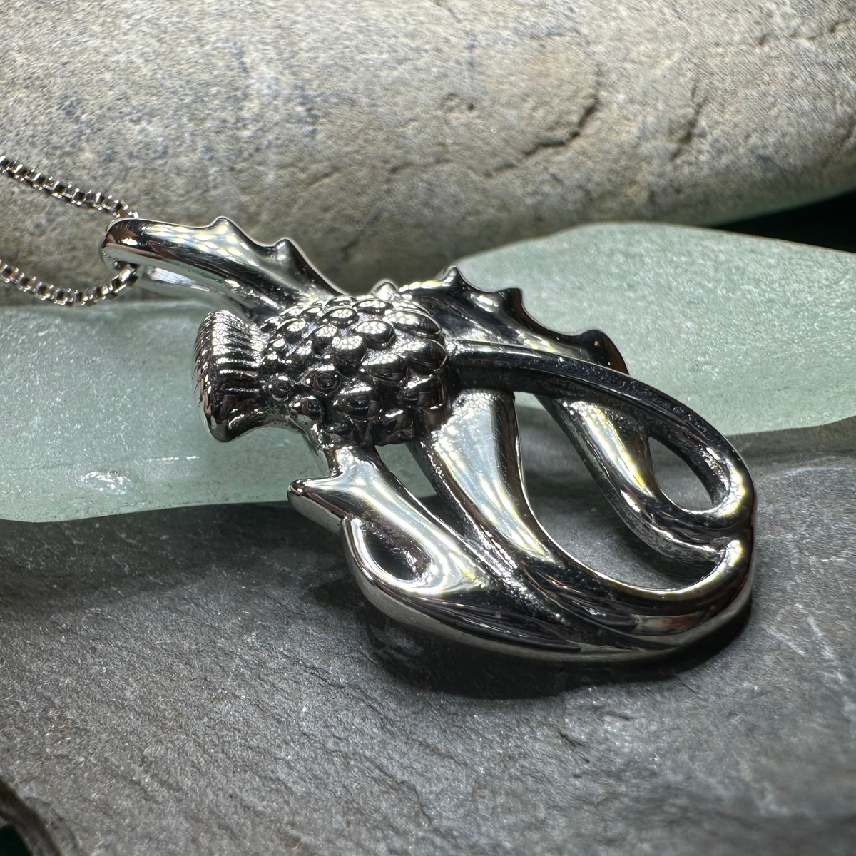 Daleina Scottish Thistle Necklace in Sterling Silver | Pendant | Wiccan Center