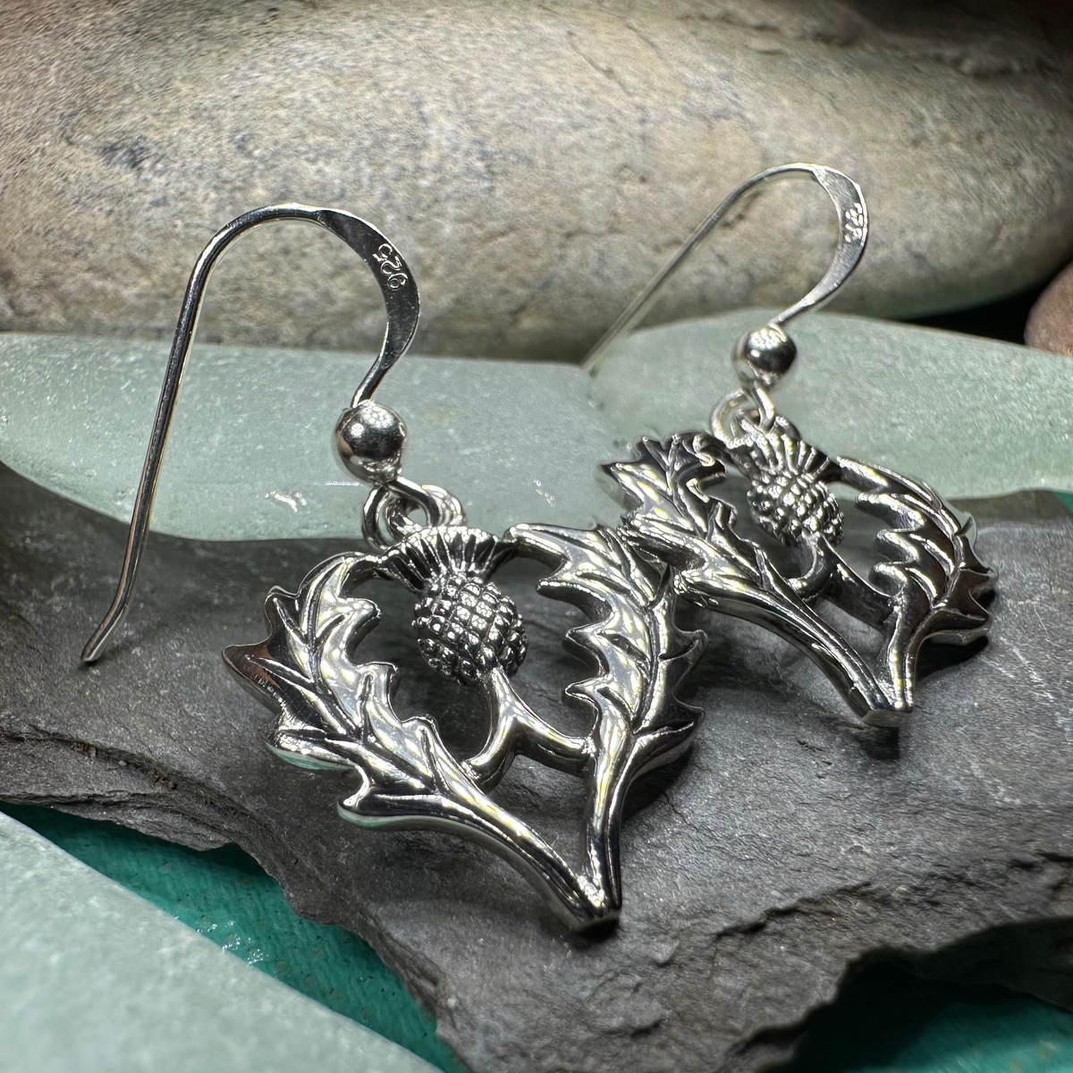Bonnibel Scottish Thistle Earrings in Sterling Silver | Dangle Earrings | Wiccan Center