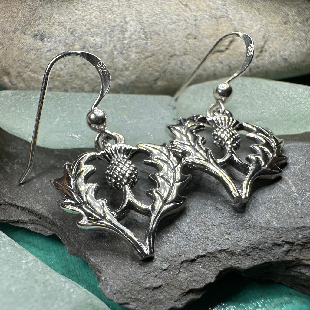 Bonnibel Scottish Thistle Earrings in Sterling Silver | Dangle Earrings | Wiccan Center