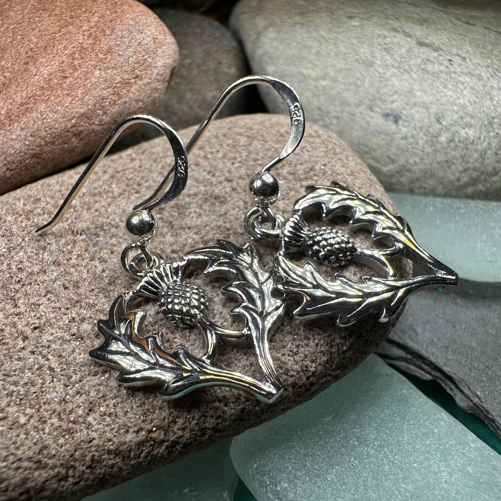 Bonnibel Scottish Thistle Earrings in Sterling Silver | Dangle Earrings | Wiccan Center