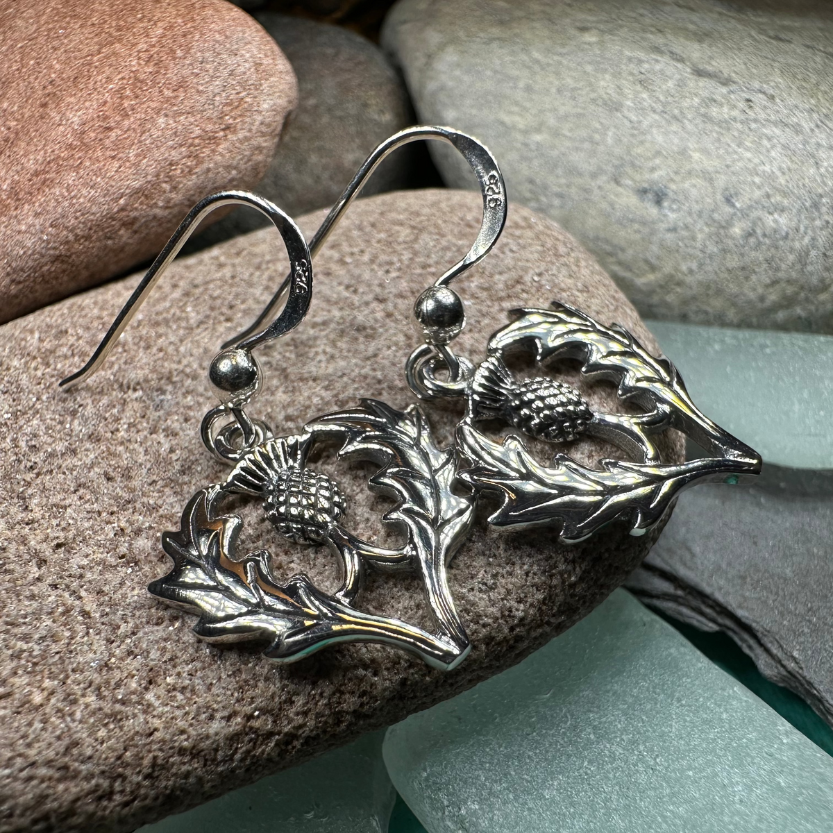 Bonnibel Scottish Thistle Earrings in Sterling Silver | Dangle Earrings | Wiccan Center