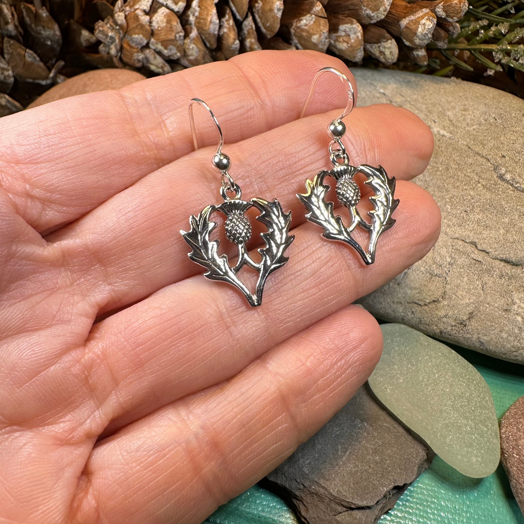 Bonnibel Scottish Thistle Earrings in Sterling Silver | Dangle Earrings | Wiccan Center