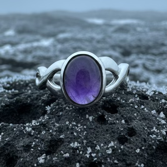 Marianne Celtic Knot Amethyst Ring in Sterling Silver