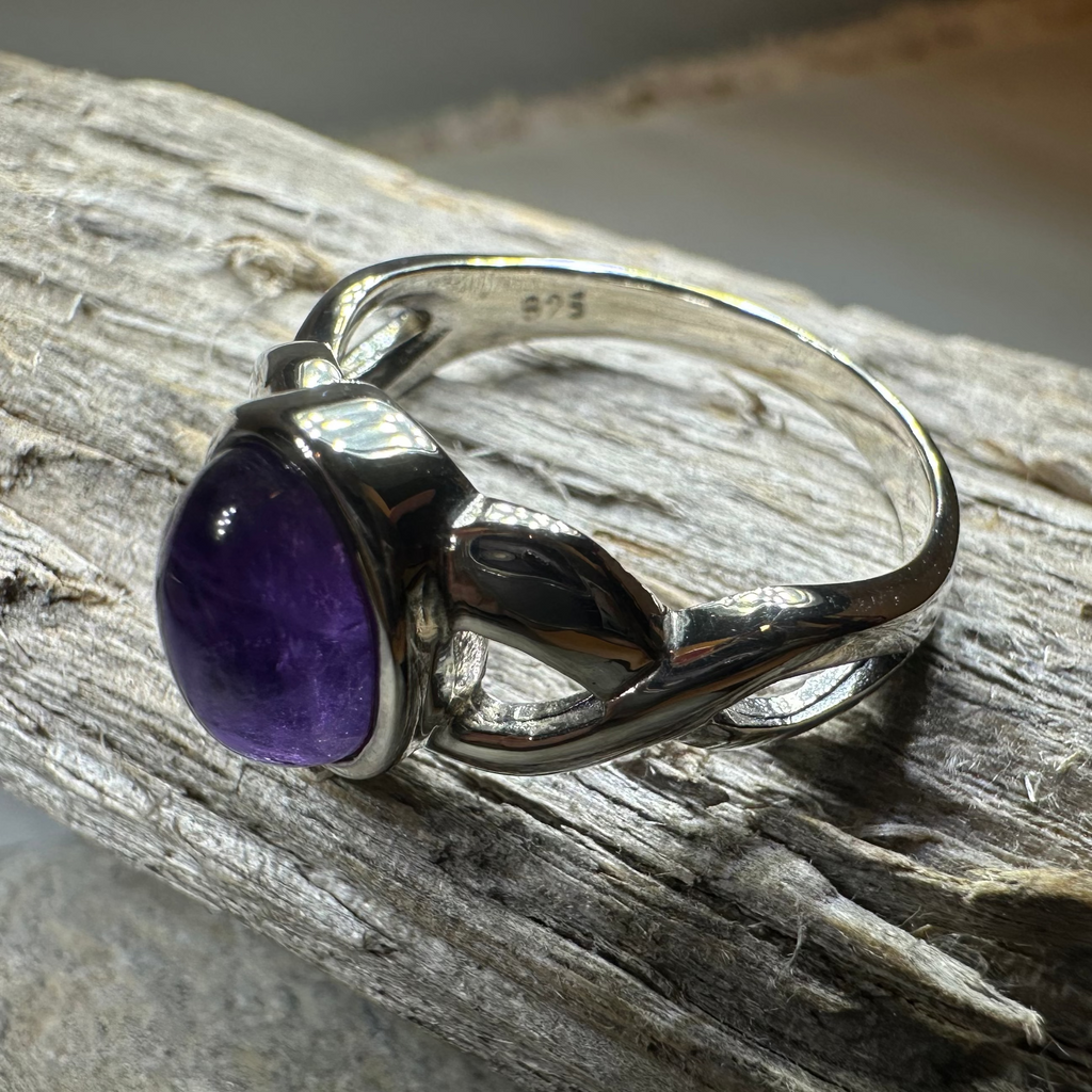Marianne Celtic Knot Amethyst Ring in Sterling Silver