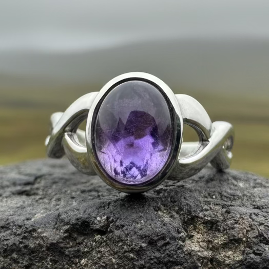 Marianne Celtic Knot Amethyst Ring in Sterling Silver