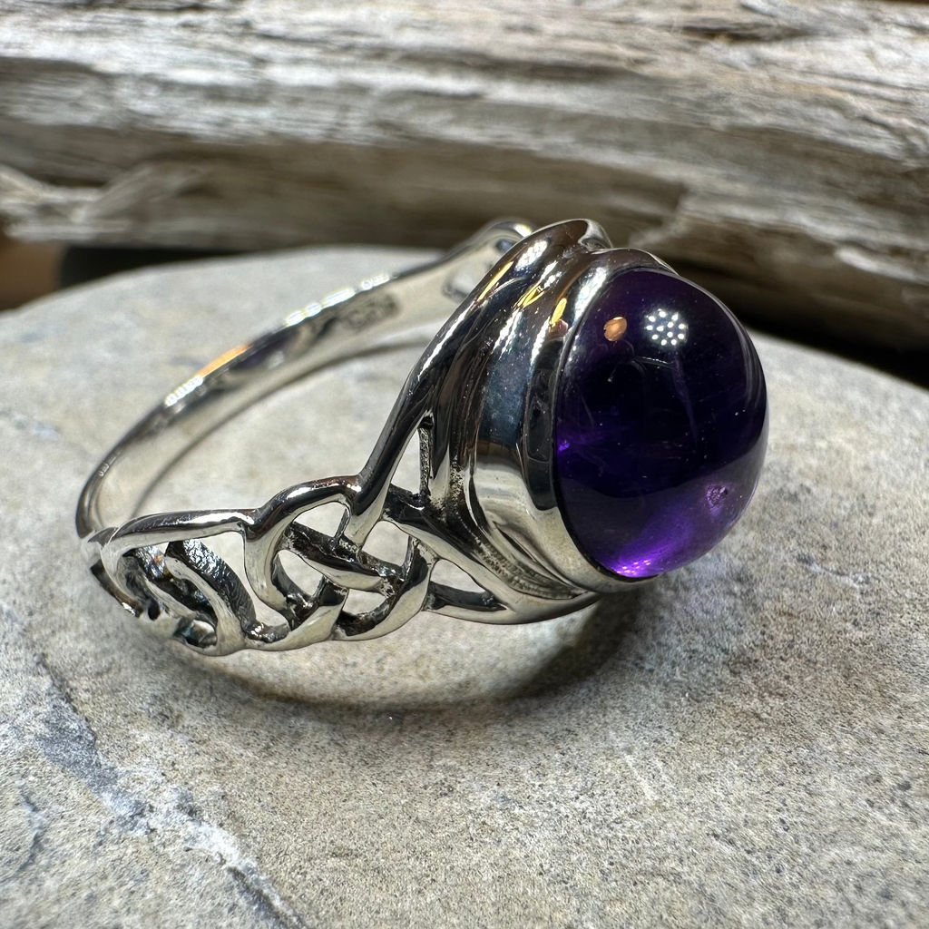 Faye Celtic Knot Amethyst Ring in Sterling Silver