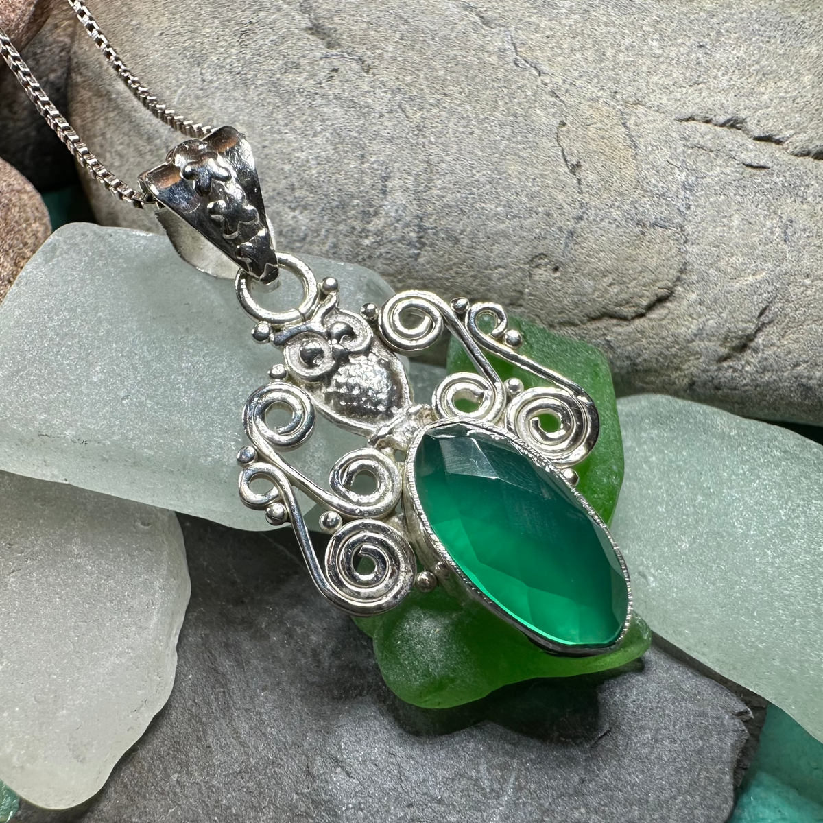 Mirra Owl Necklace in Sterling Silver | Pendant | Wiccan Center