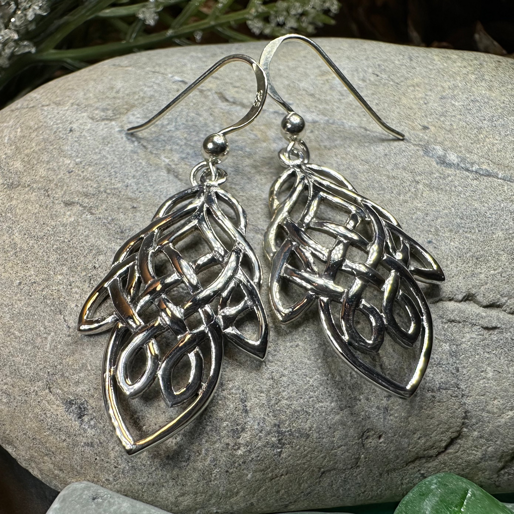 Aine Celtic Knot Earrings in Sterling Silver | Dangle Earrings | Wiccan Center