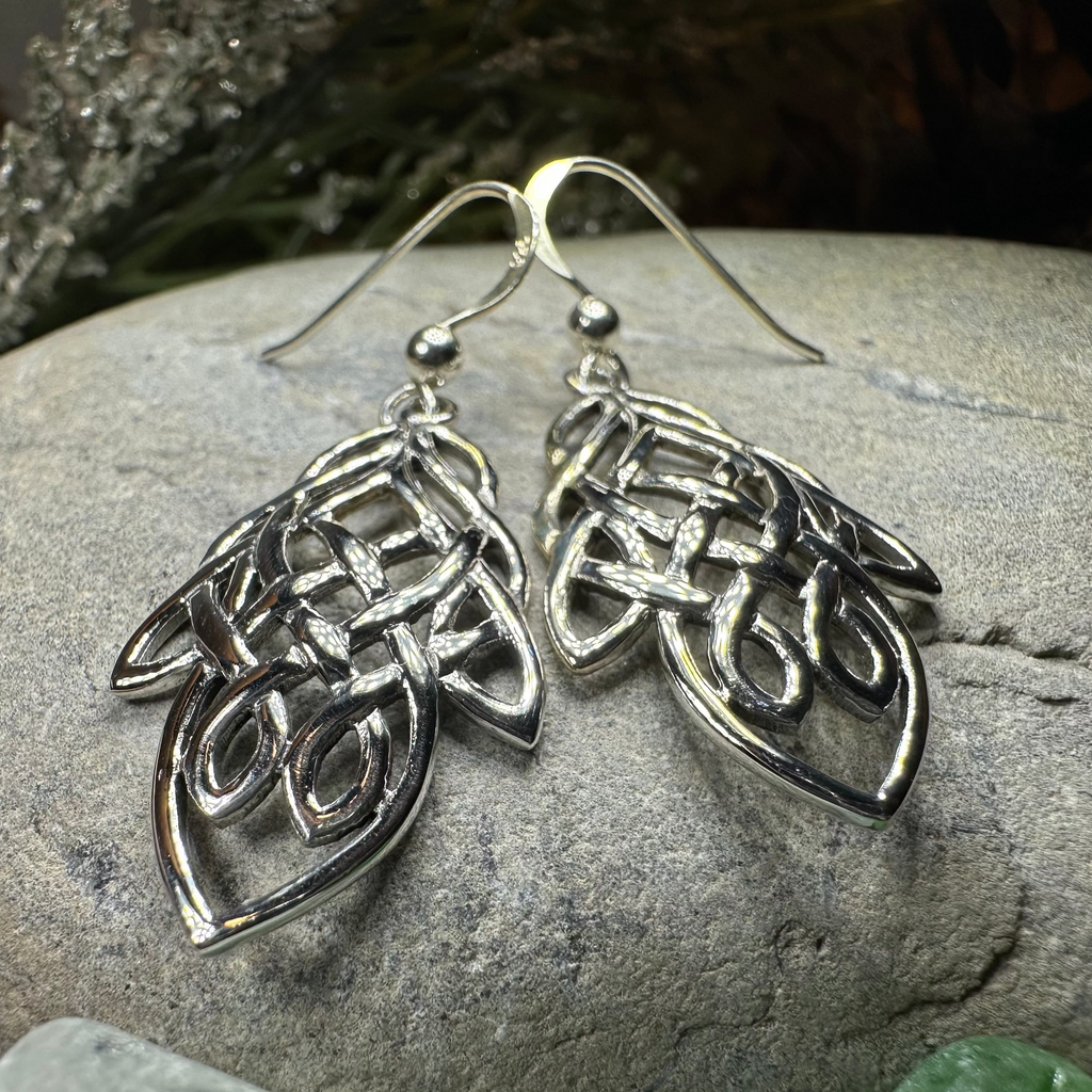 Aine Celtic Knot Earrings in Sterling Silver | Dangle Earrings | Wiccan Center