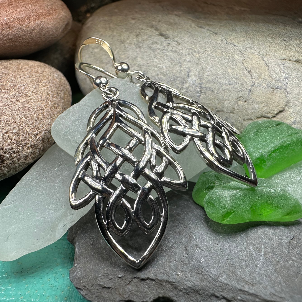 Aine Celtic Knot Earrings in Sterling Silver | Dangle Earrings | Wiccan Center
