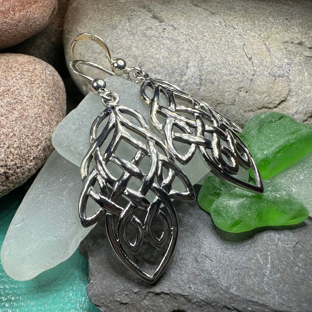 Aine Celtic Knot Earrings in Sterling Silver | Dangle Earrings | Wiccan Center