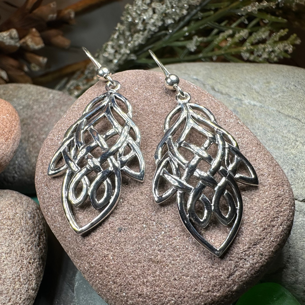 Aine Celtic Knot Earrings in Sterling Silver | Dangle Earrings | Wiccan Center