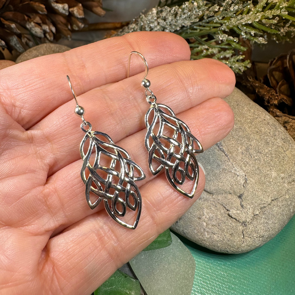 Aine Celtic Knot Earrings in Sterling Silver | Dangle Earrings | Wiccan Center