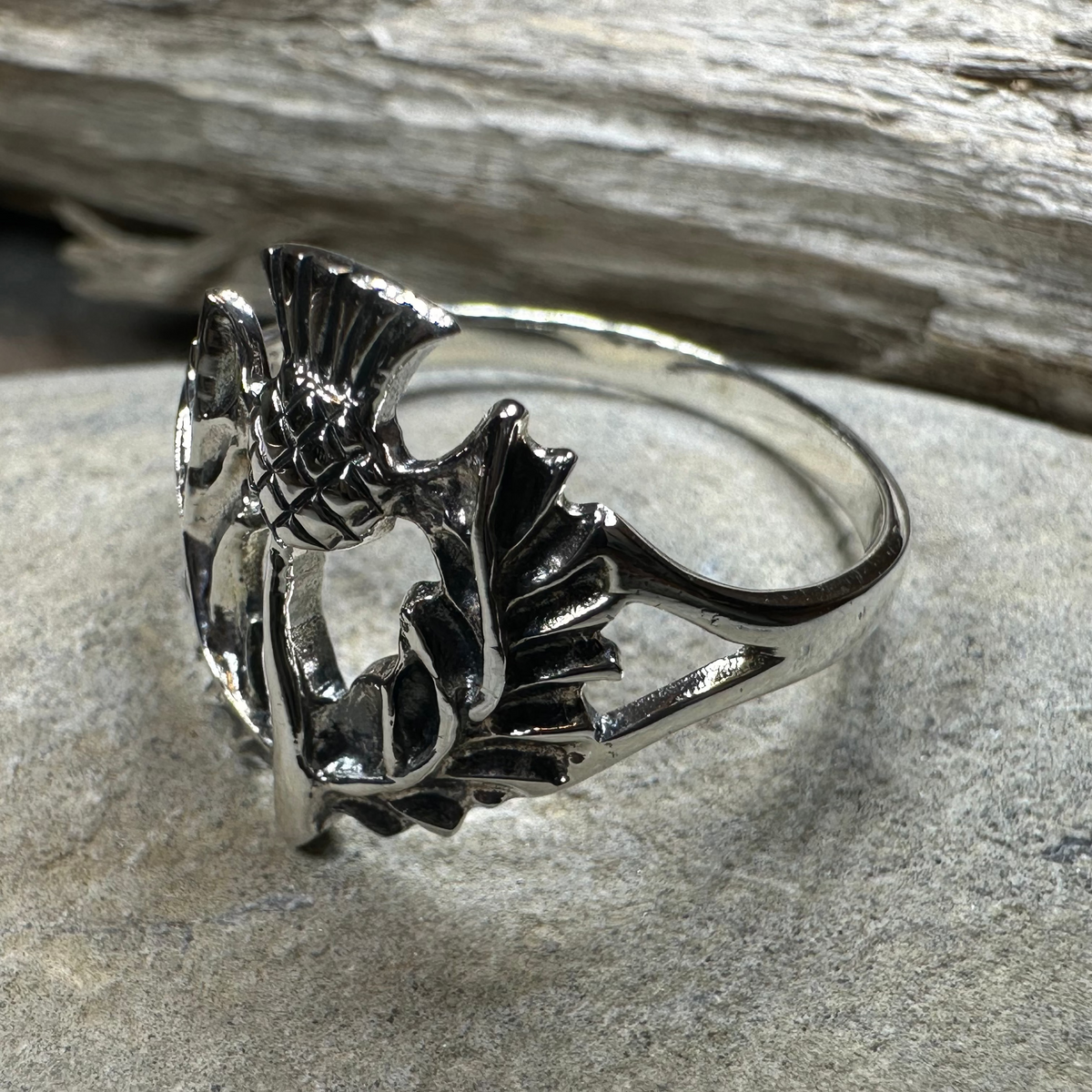 Finovan Scottish Thistle Ring in Sterling Silver
