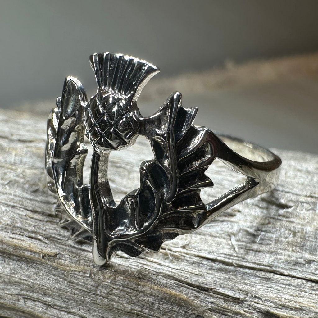 Finovan Scottish Thistle Ring in Sterling Silver