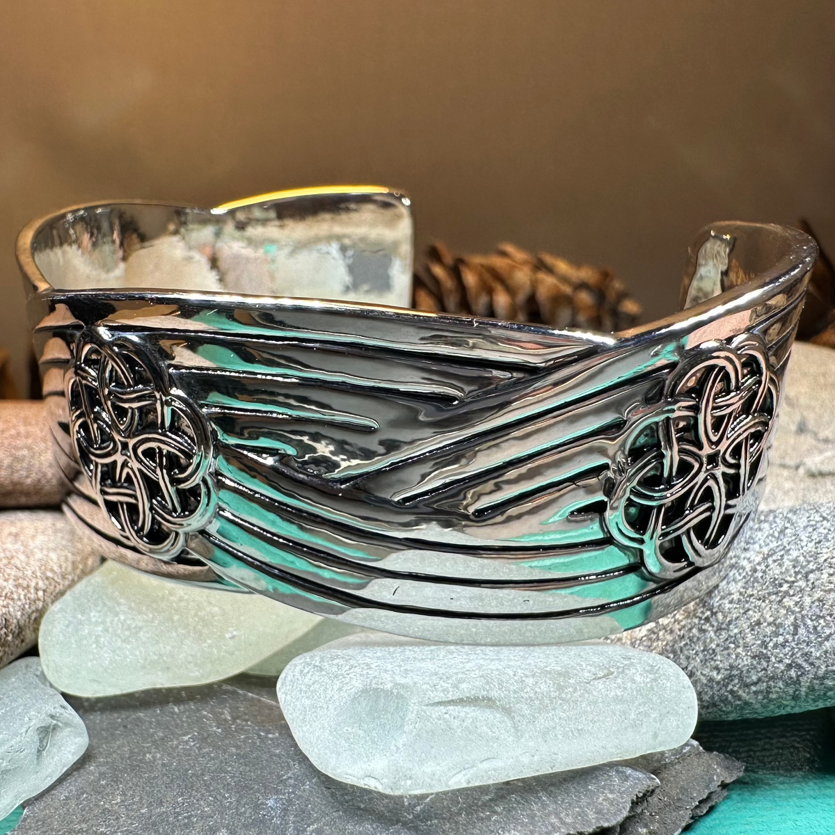 Giorsal Celtic Knot Bracelet in Pewter | Cuff Bracelet | Wiccan Center