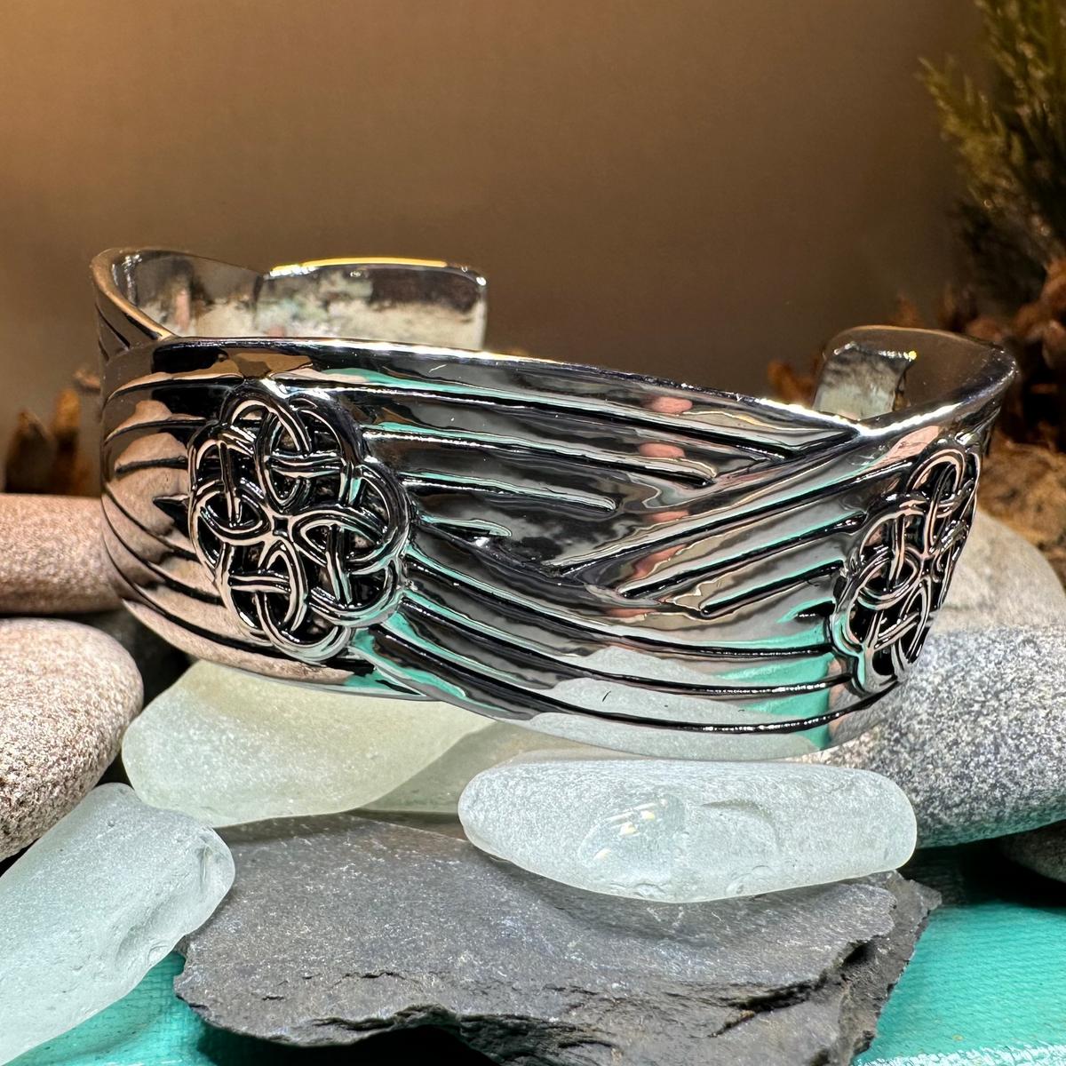 Giorsal Celtic Knot Bracelet in Pewter | Cuff Bracelet | Wiccan Center
