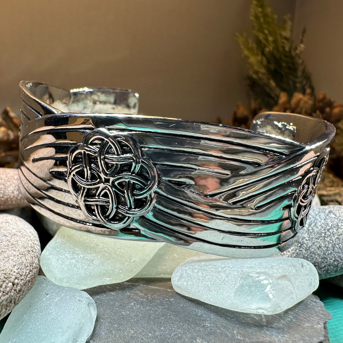 Giorsal Celtic Knot Bracelet in Pewter | Cuff Bracelet | Wiccan Center