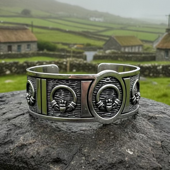 Irish Claddagh Cuff Bracelet
