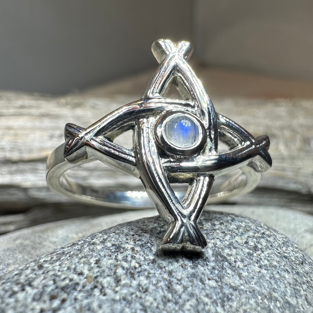 Moonstone Saint Brigid's Cross of Ireland Ring | Ring | Wiccan Center