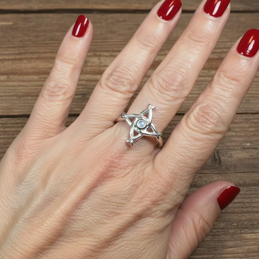 Moonstone Saint Brigid's Cross of Ireland Ring | Ring | Wiccan Center