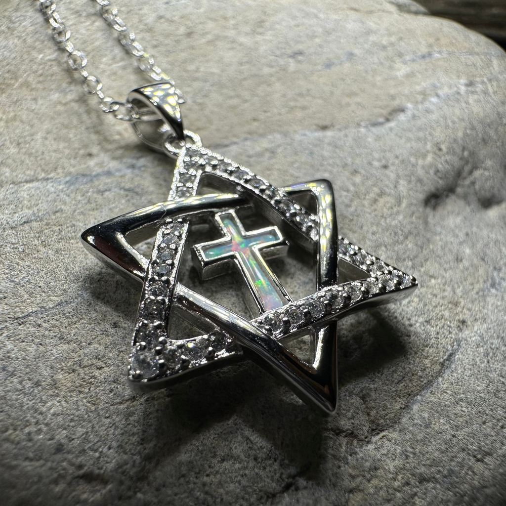 Star of David Cross Opal Necklace | Pendant | Wiccan Center