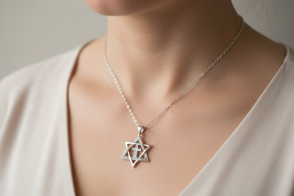 Star of David Cross Opal Necklace | Pendant | Wiccan Center
