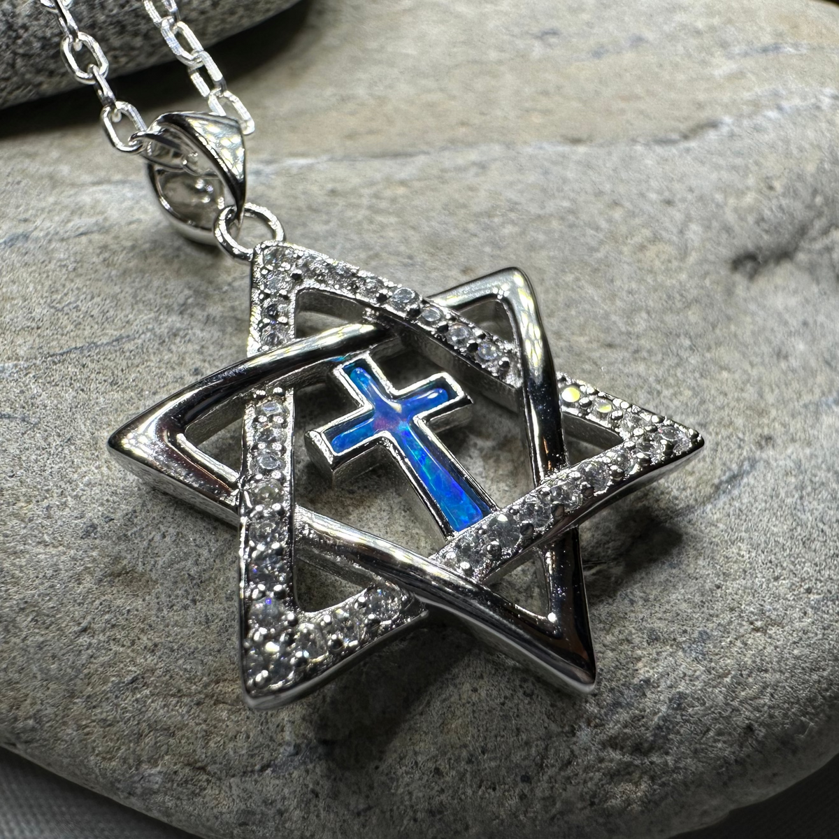 Star of David Cross Opal Necklace | Pendant | Wiccan Center
