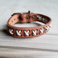 Vintage Woven Leather Cuff Bracelet X-Pattern 005B | Cuff | Wiccan Center