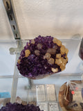 Amethyst with Golden Calcite Crystal Inclusions Geode Sculpture | Lapidary | Wiccan Center