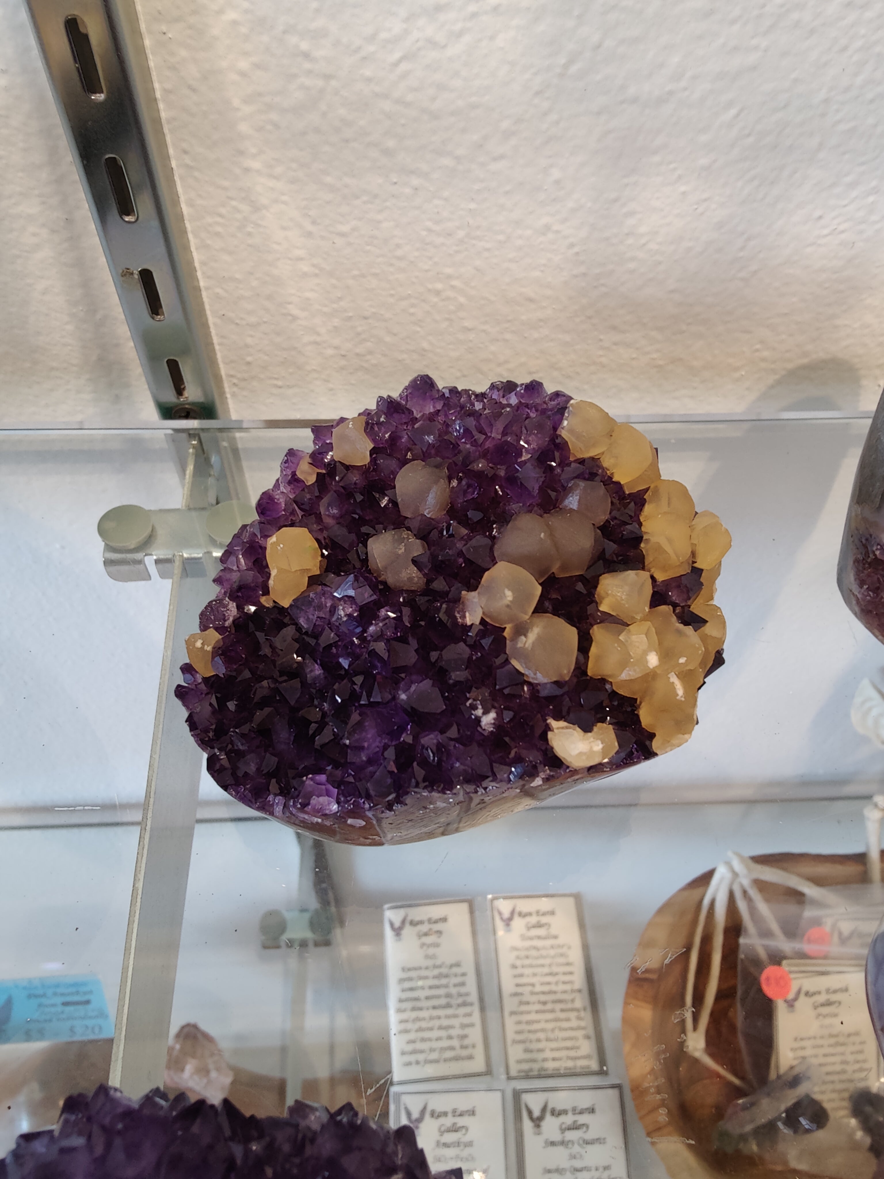Amethyst with Golden Calcite Crystal Inclusions Geode Sculpture | Lapidary | Wiccan Center