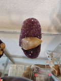 Amethyst with Golden Calcite Crystal Inclusion Geode Sculpture | Lapidary | Wiccan Center