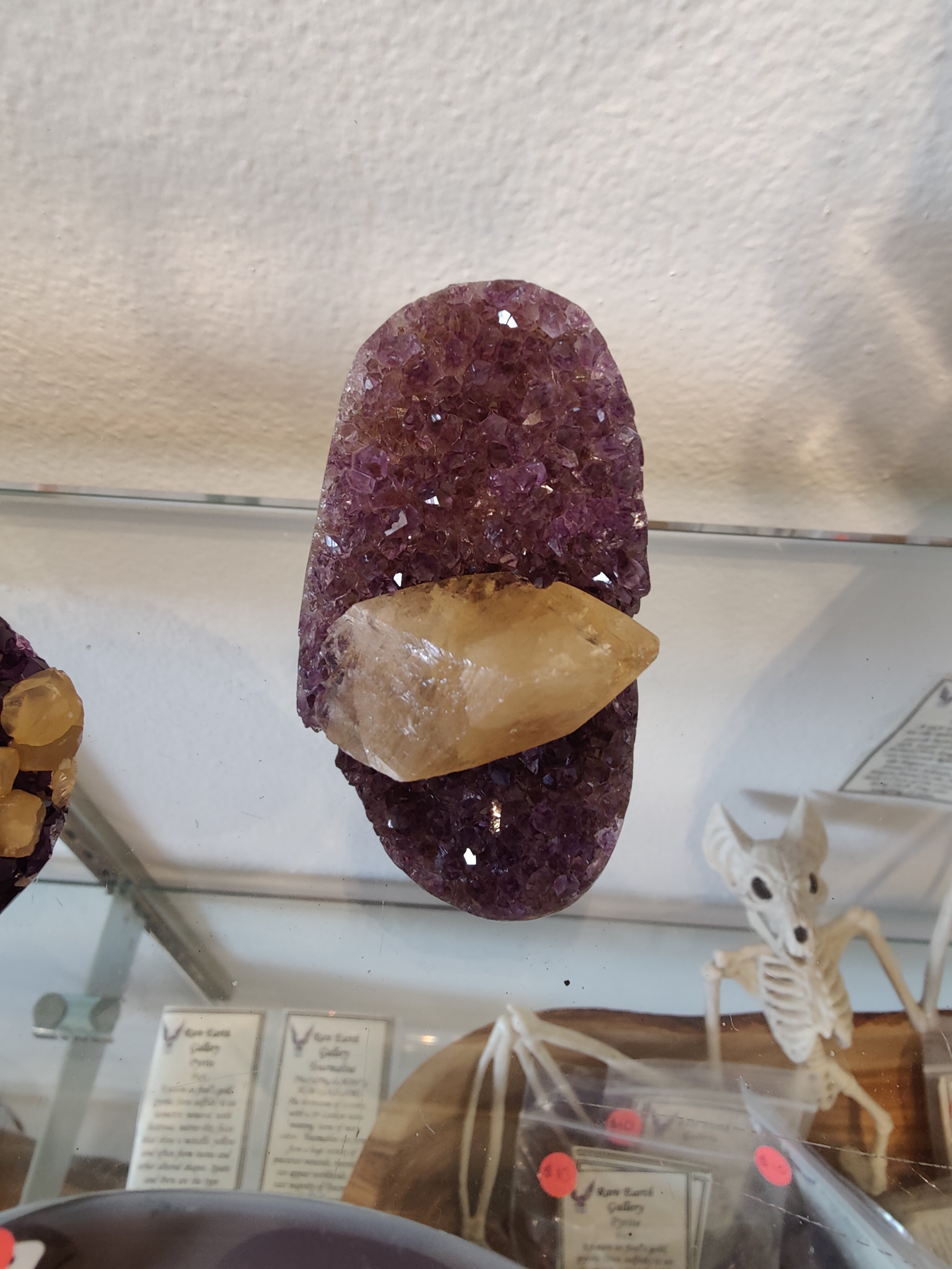 Amethyst with Golden Calcite Crystal Inclusion Geode Sculpture | Lapidary | Wiccan Center