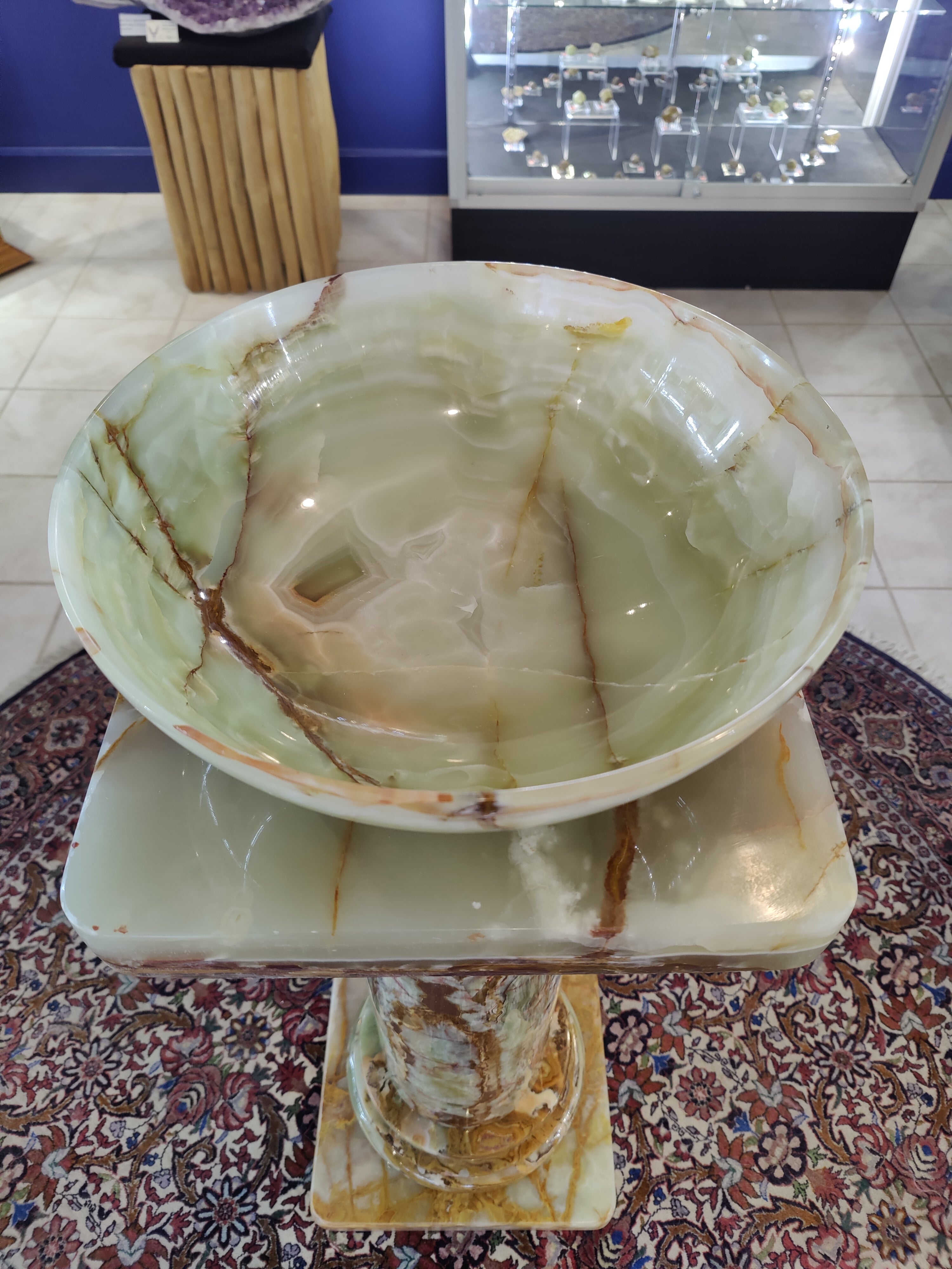 Green Onyx Decorative Bowl 14" | Lapidary | Wiccan Center
