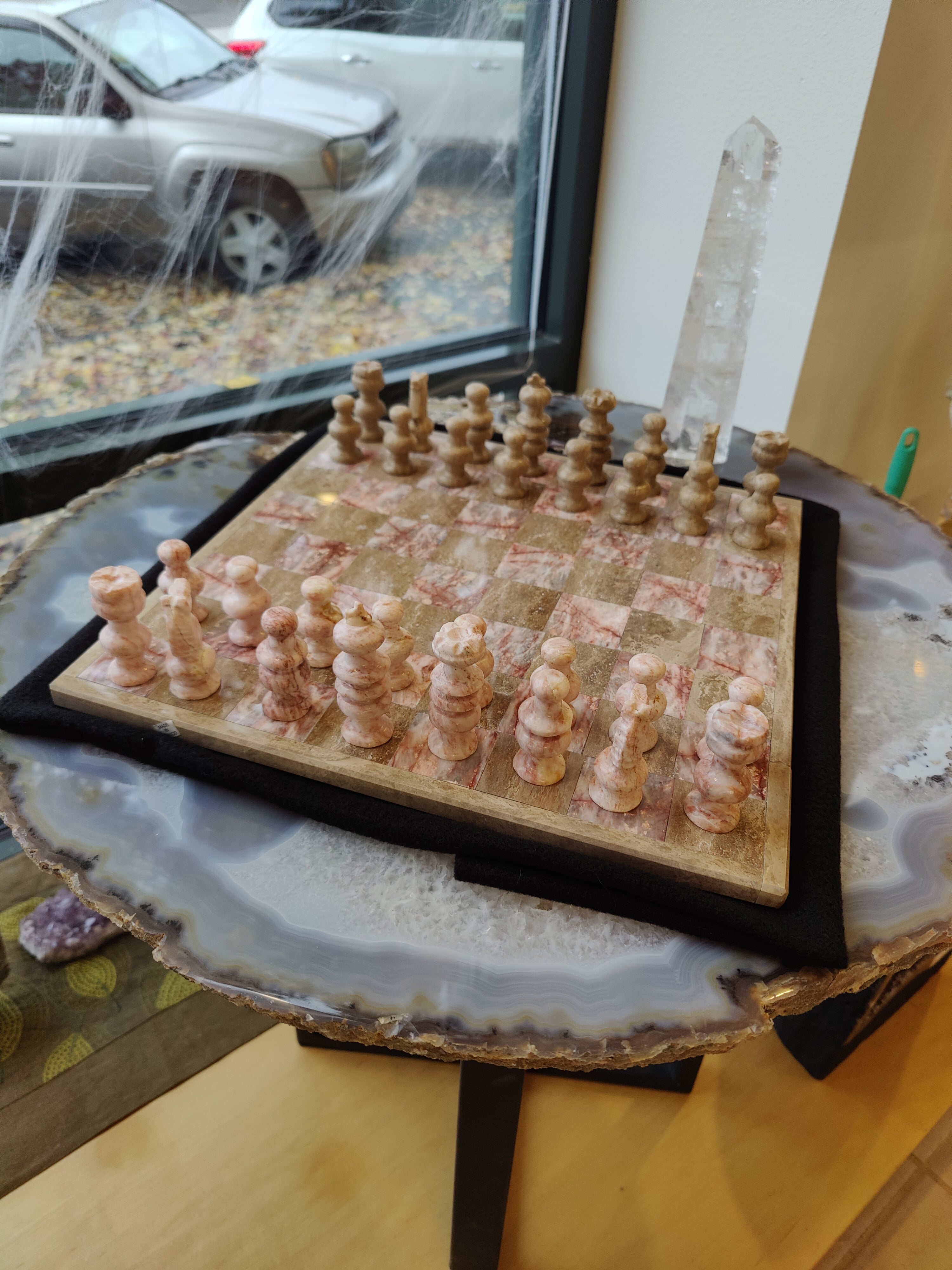 Onyx Hand Carved Chess Set 14" | Lapidary | Wiccan Center