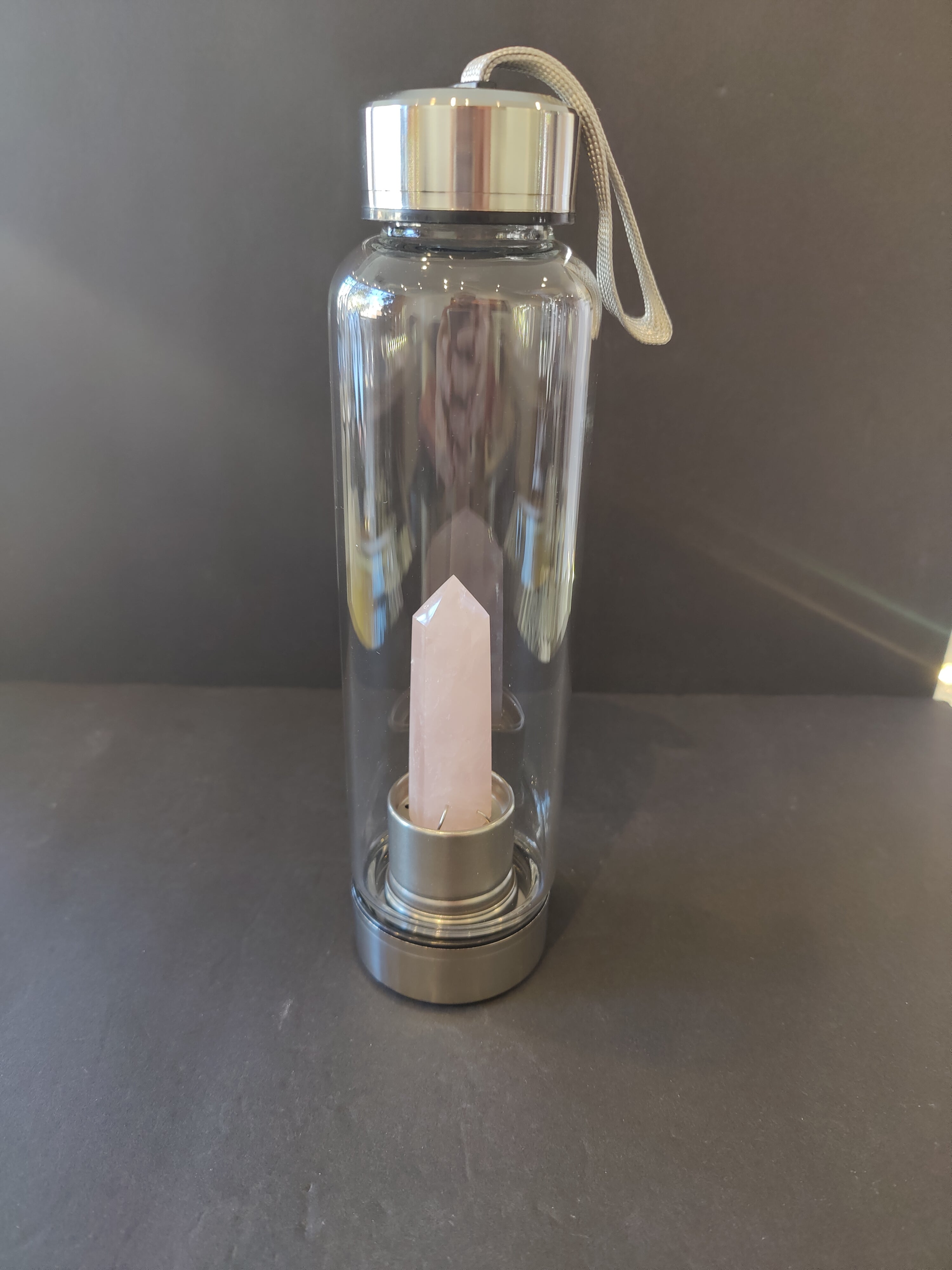 Crystal Infused Stainless Steel & Glass 16oz Water Bottle with Insulation Sleeve | Accessories | Wiccan Center