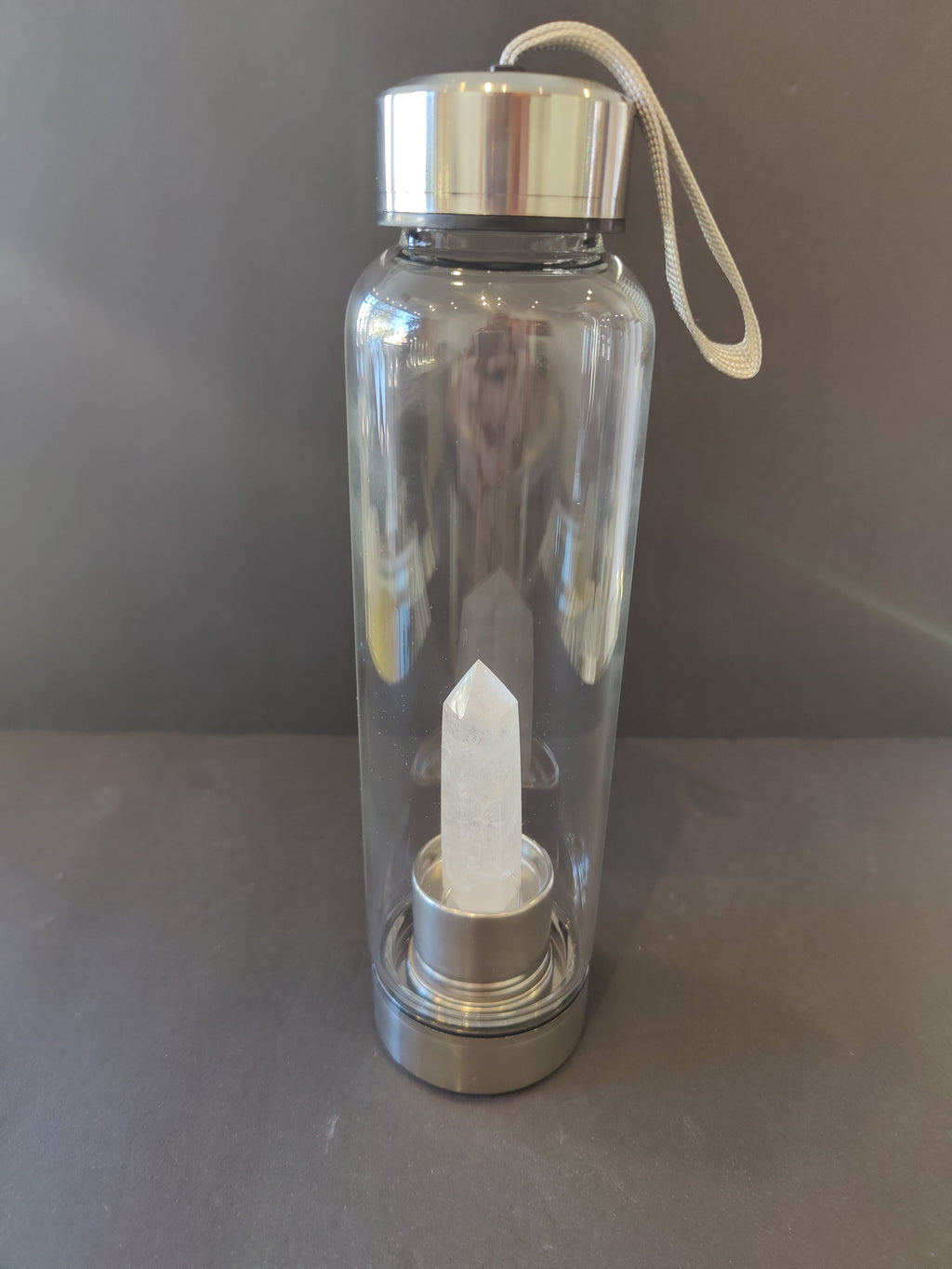Crystal Infused Stainless Steel & Glass 16oz Water Bottle with Insulation Sleeve | Accessories | Wiccan Center