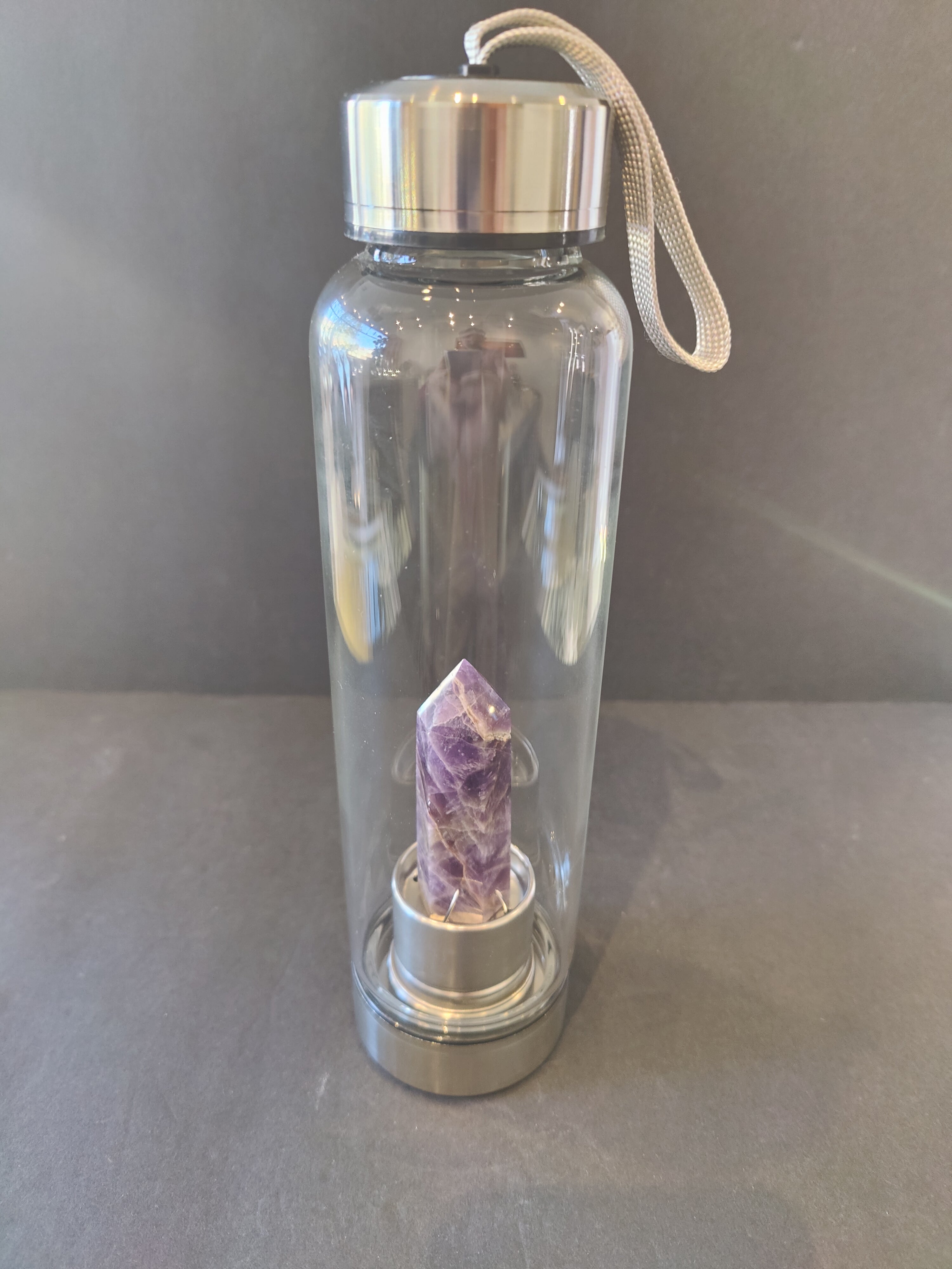 Crystal Infused Stainless Steel & Glass 16oz Water Bottle with Insulation Sleeve | Accessories | Wiccan Center