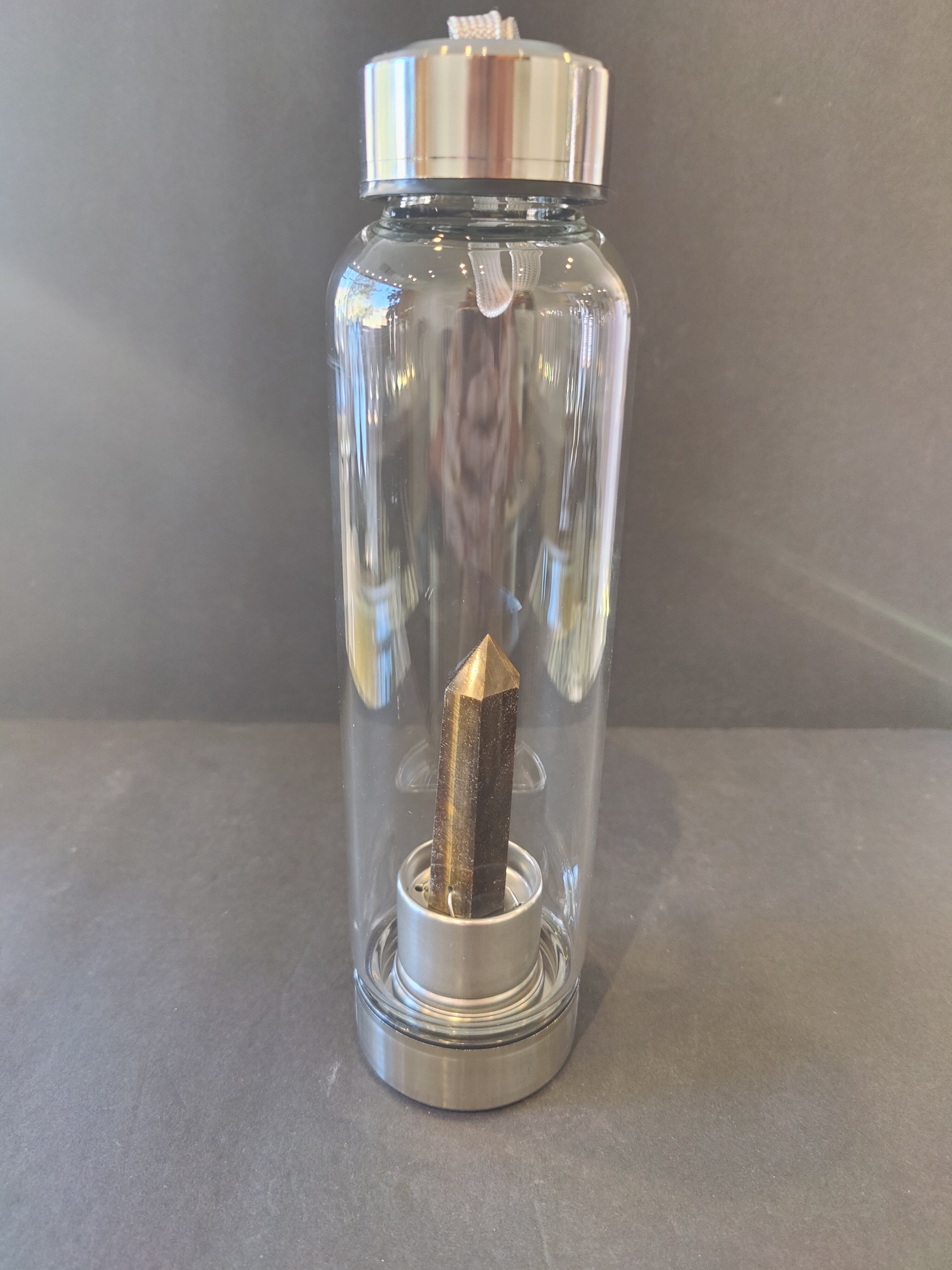 Crystal Infused Stainless Steel & Glass 16oz Water Bottle with Insulation Sleeve | Accessories | Wiccan Center