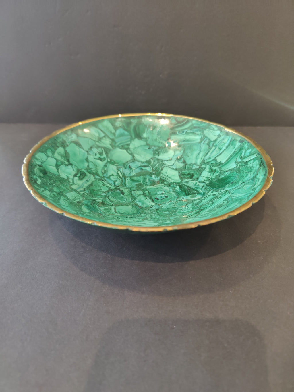 Malachite Decorative Bowl with Gold Rim | Lapidary | Wiccan Center