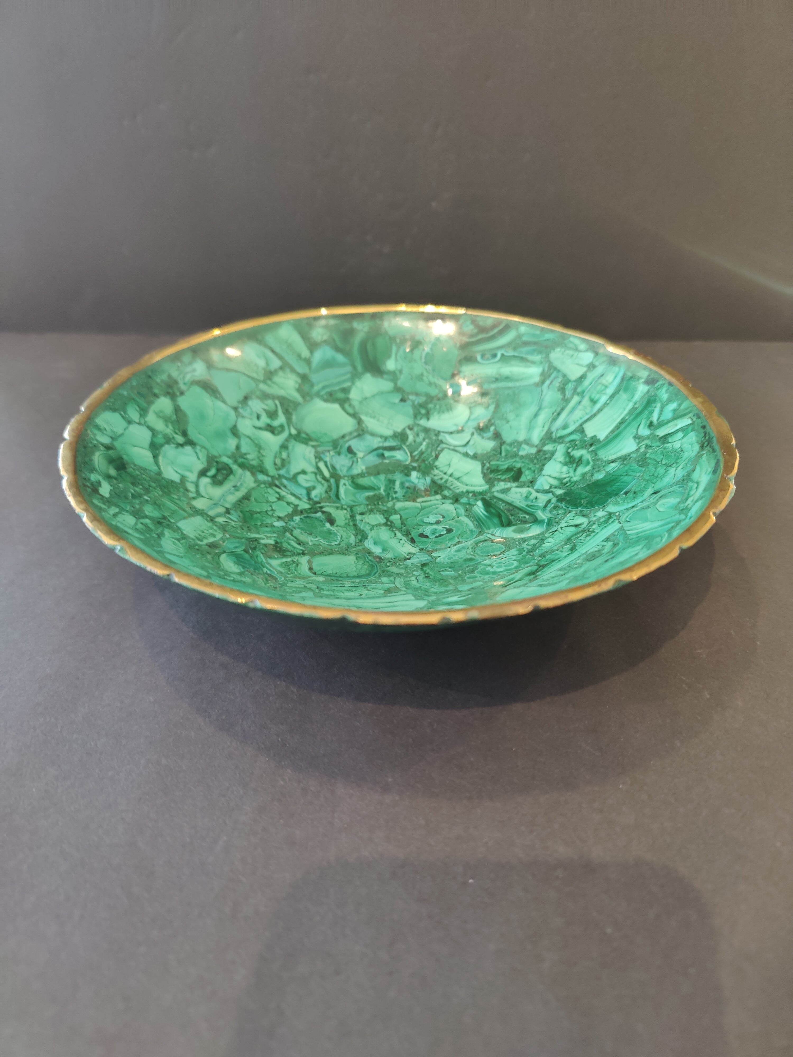 Malachite Decorative Bowl with Gold Rim | Lapidary | Wiccan Center