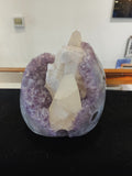 Amethyst with Calcite Crystal Inclusions Geode Sculpture | Lapidary | Wiccan Center